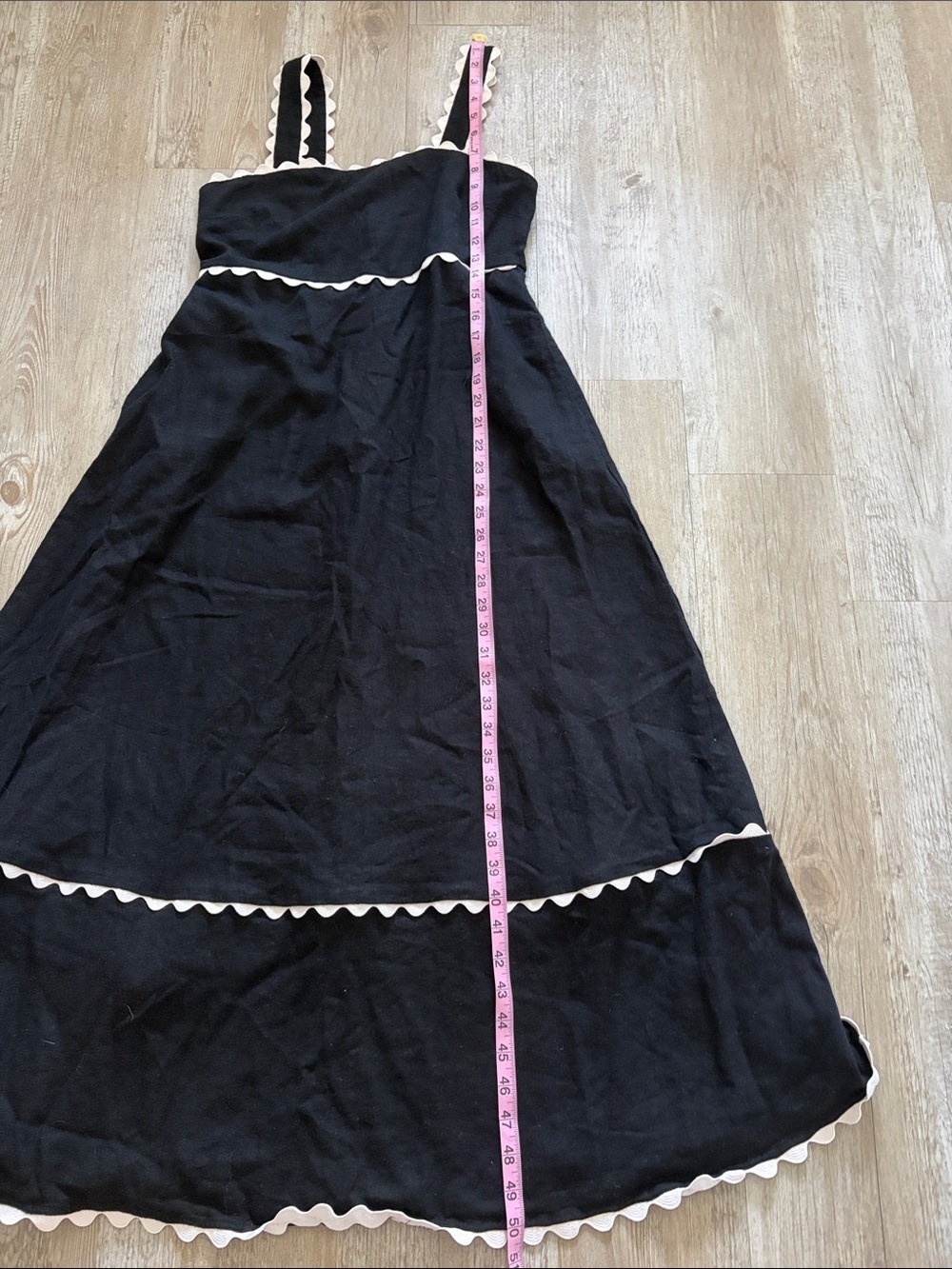 Cynthia Rowley Linen Blend Midi Maxi Dress with White Scallop Trim - Picture 7 of 7